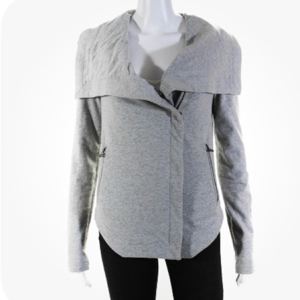 Club Monaco heather grey jersey zip up sweatshirt moto jacket EUC size small